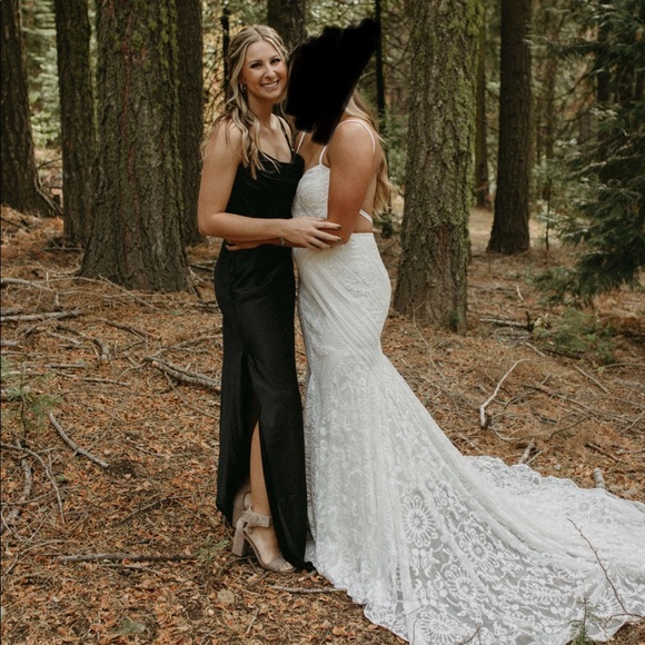 revelry Dresses & Skirts - Revelry Bridemaid Black Satin Dress